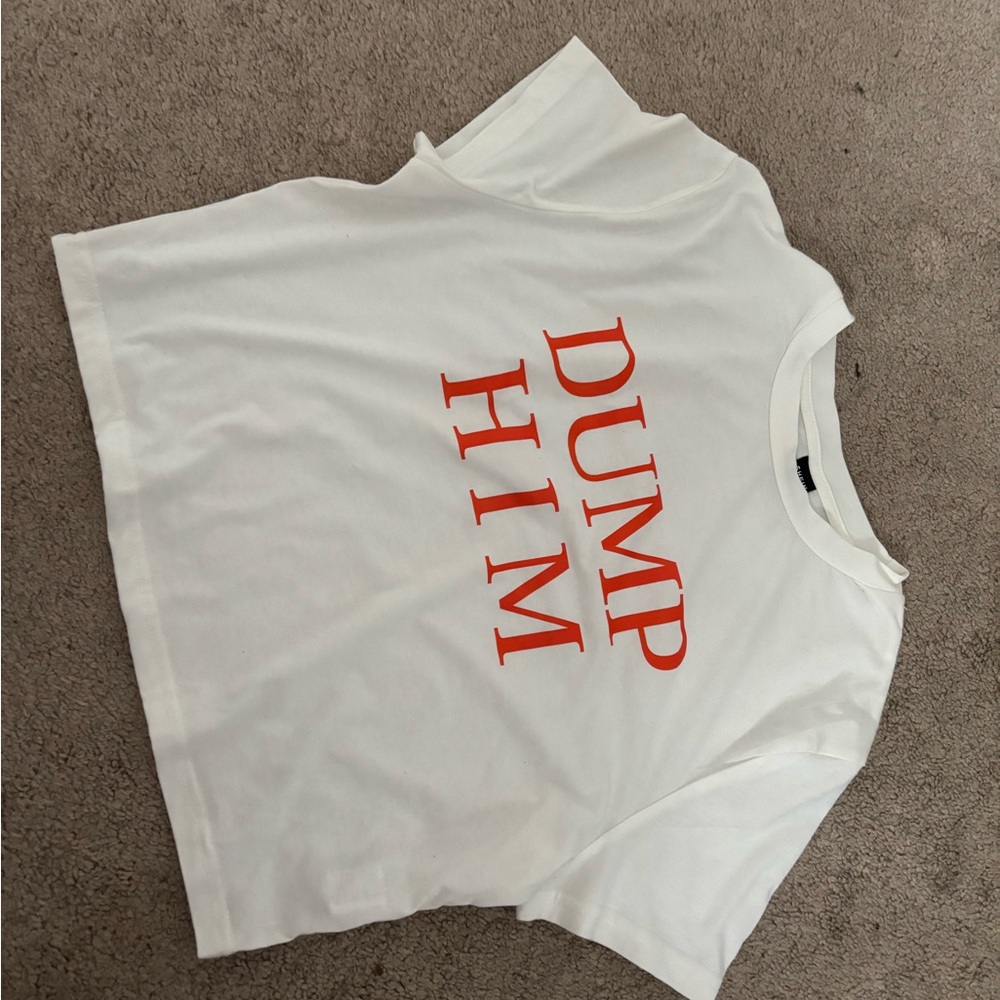 White T-Shirt with Orange Print